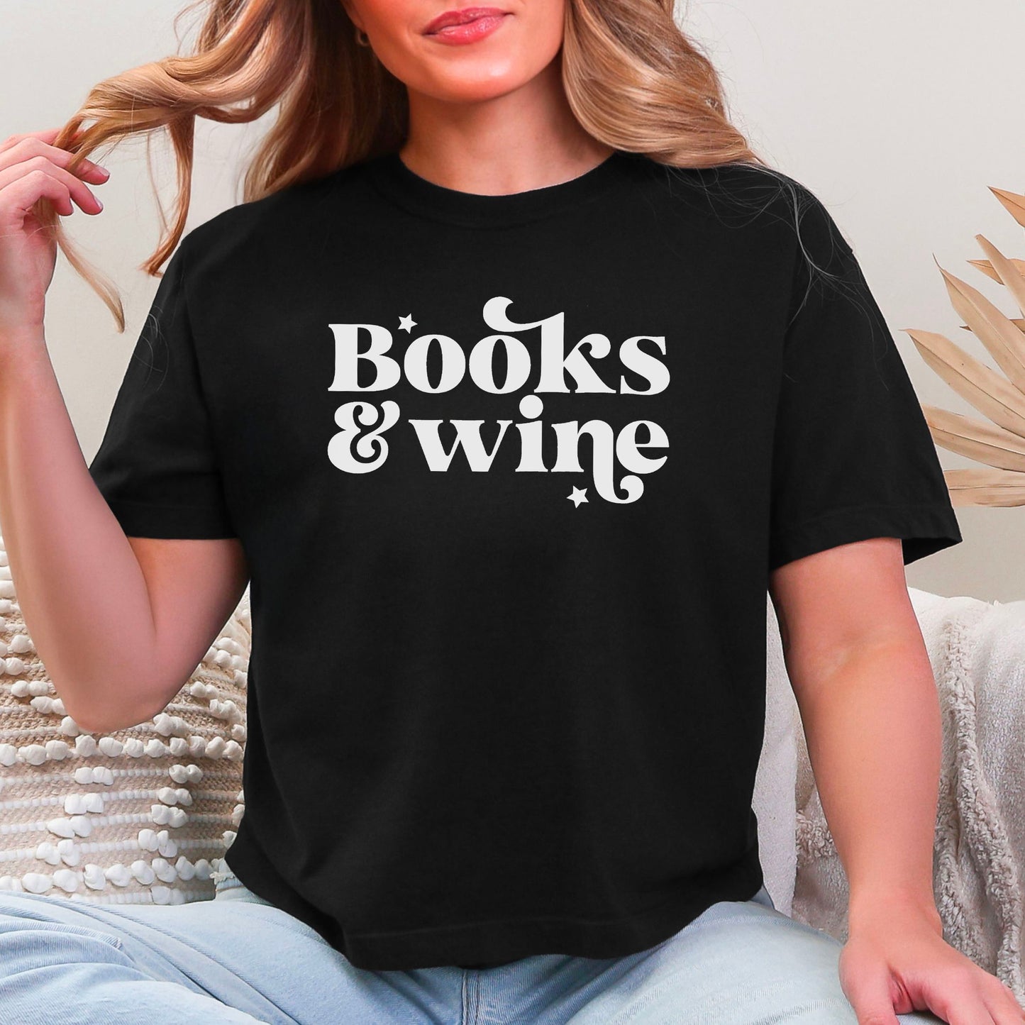 Books And Wine Heavyweight Comfort Colors Boxy Cropped Shirt