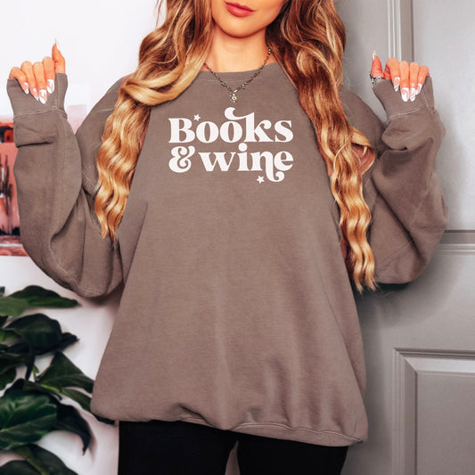 Books And Wine Lightweight Comfort Colors Sweatshirt