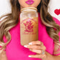 Cupid’s Romance Book Club Frosted Glass Cup with Bamboo Lid and Plastic Straw