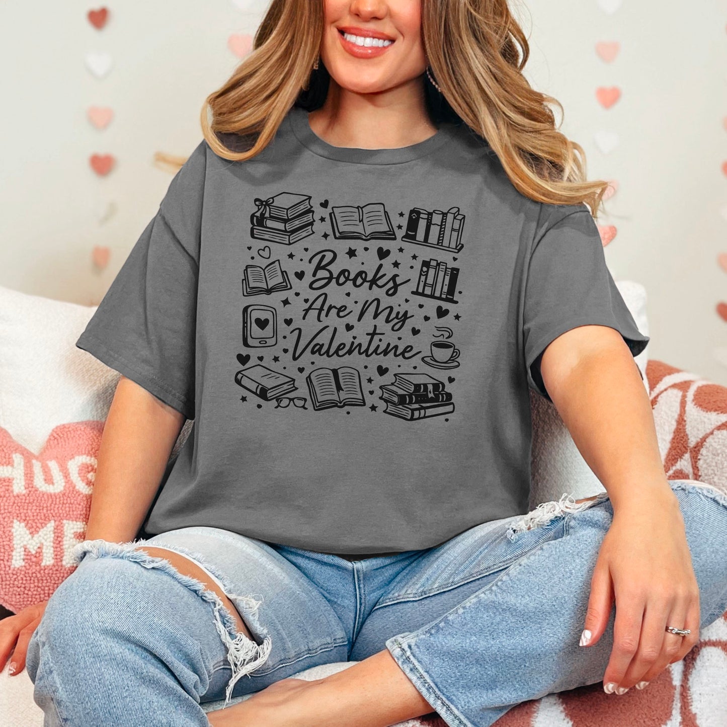 Books Are My Valentine (Graphic) Heavyweight Comfort Colors Shirt