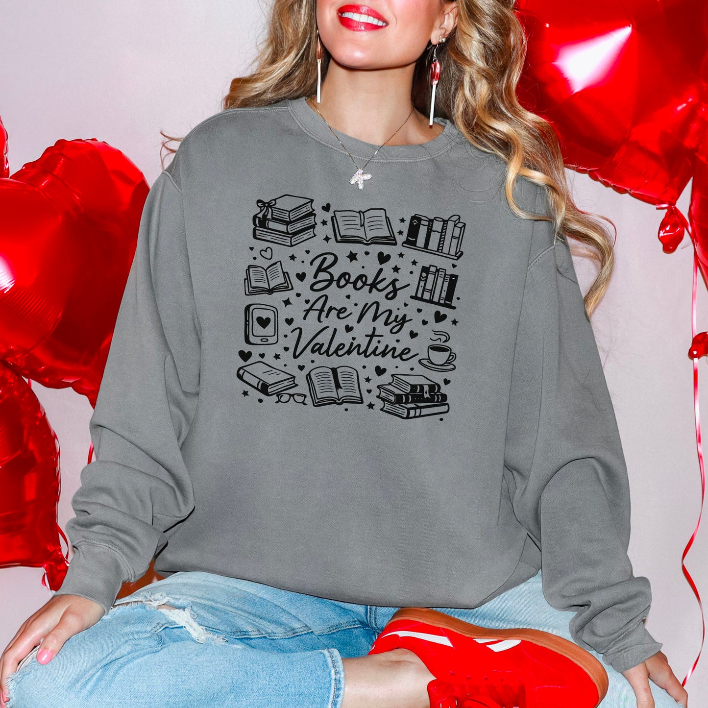 Books Are My Valentine (Graphic)Lightweight Comfort Colors Sweatshirt