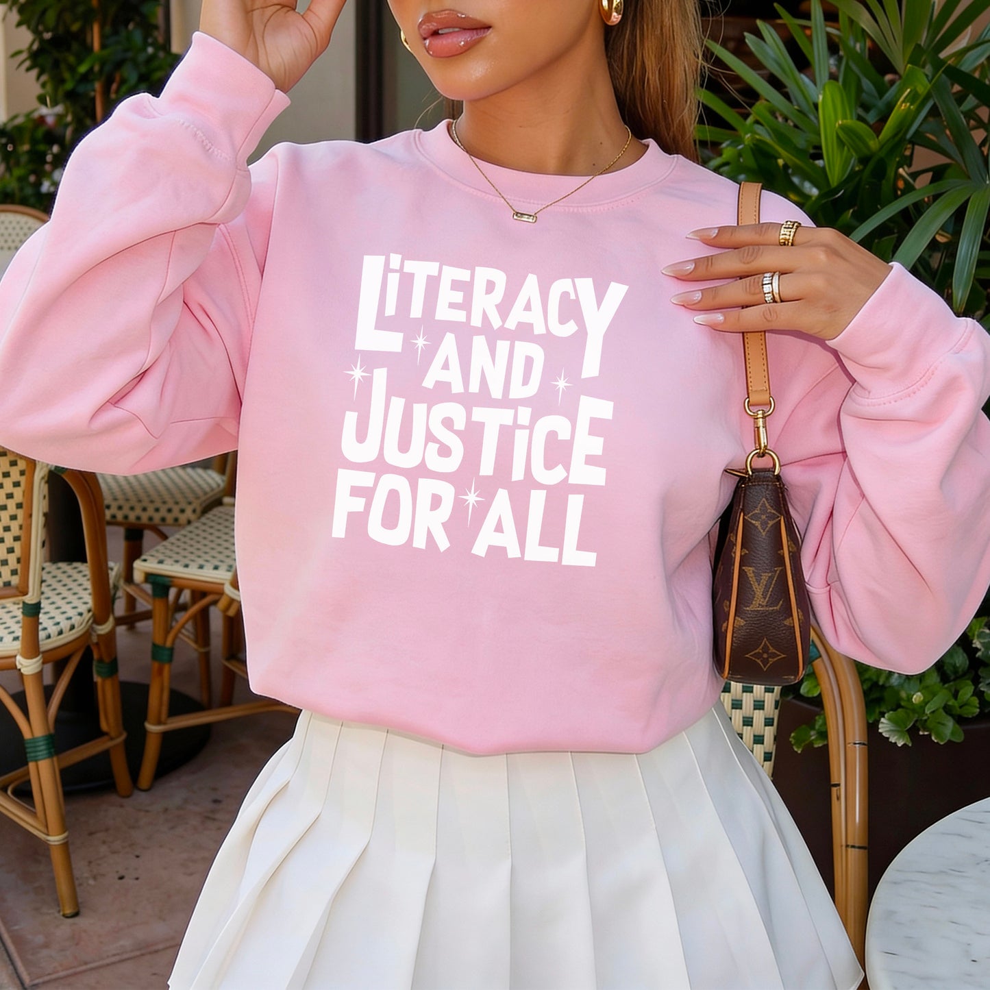 Literacy And Justice For All Gildan Crewneck Sweatshirt