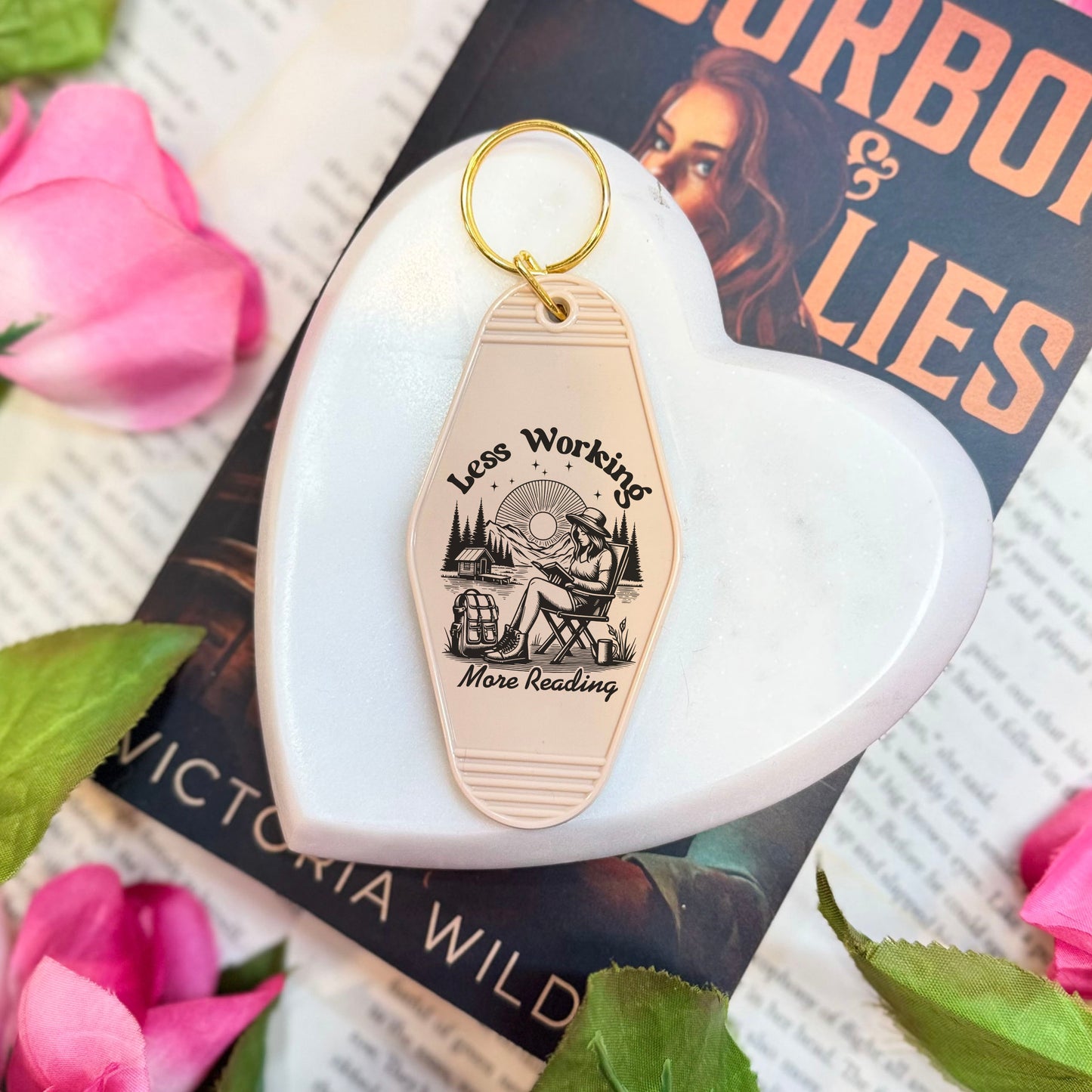 Less Working More Reading Motel Keychain - Perfect for Summer and Fall
