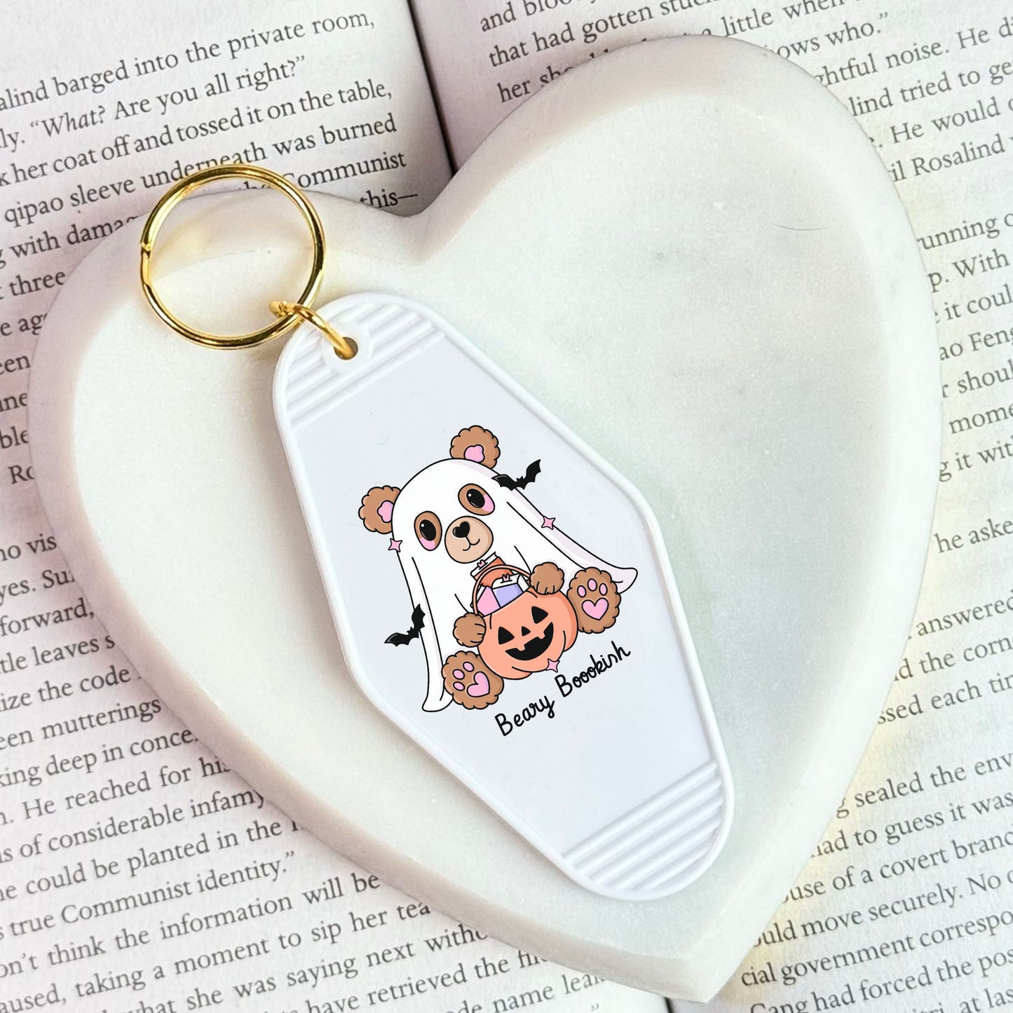 Beary Bookish Motel Keychain
