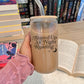 Stayed Up All Night Reading Clear Glass Cup with Bamboo Lid | Perfect for Book Lovers