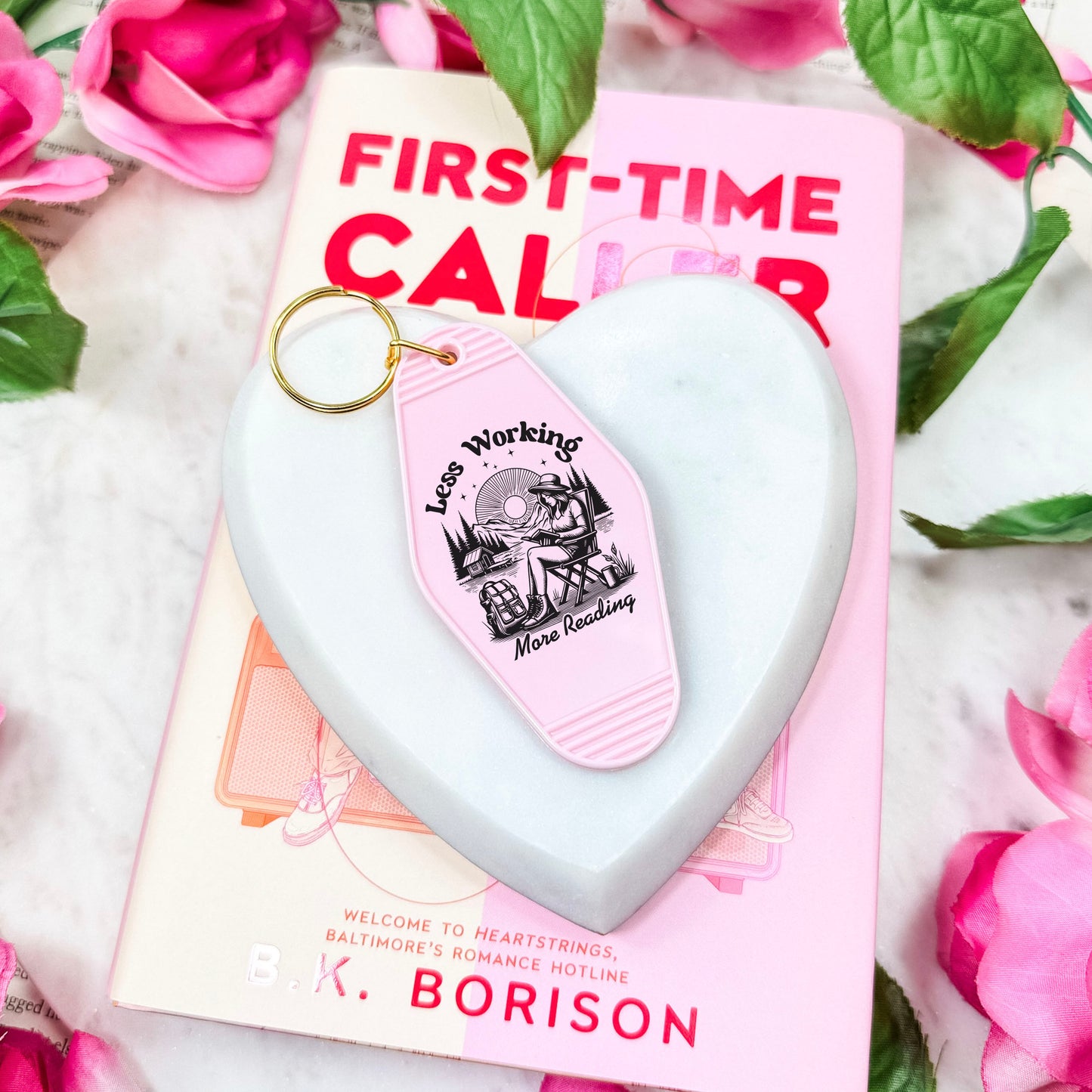 Less Working More Reading Motel Keychain - Perfect for Summer and Fall