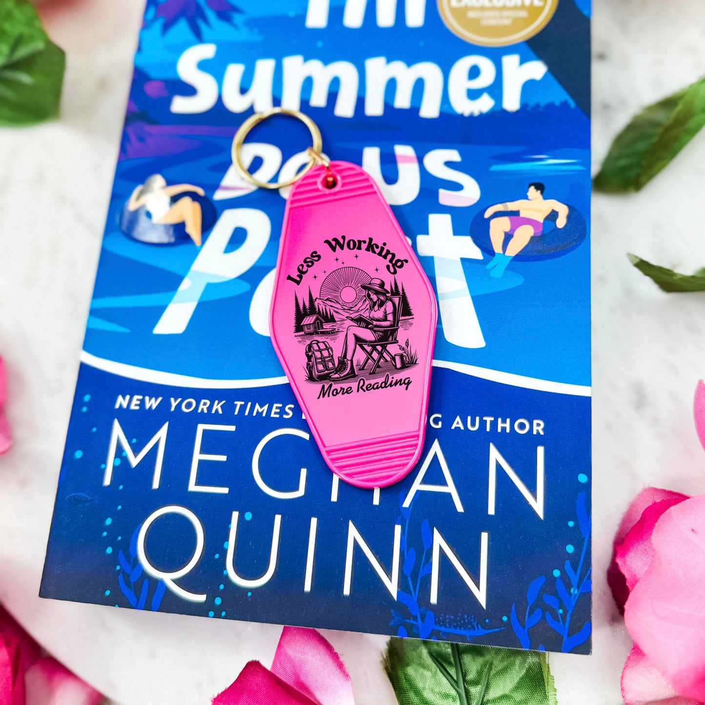 Less Working More Reading Motel Keychain - Perfect for Summer and Fall