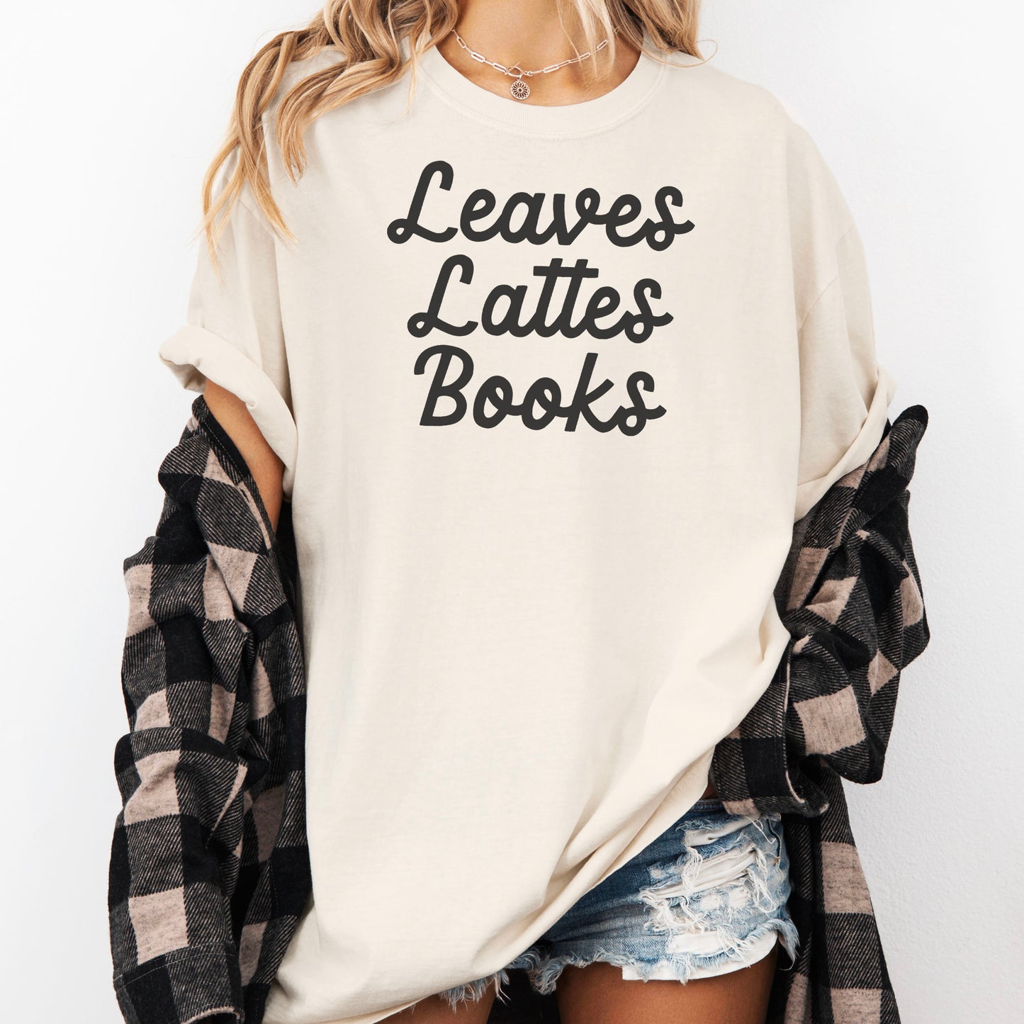 Leaves, Lattes, Books Premium Comfort Colors Shirt