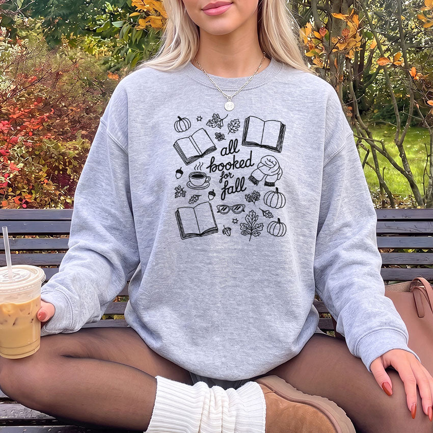 All Booked for Fall Gildan Crewneck Sweatshirt