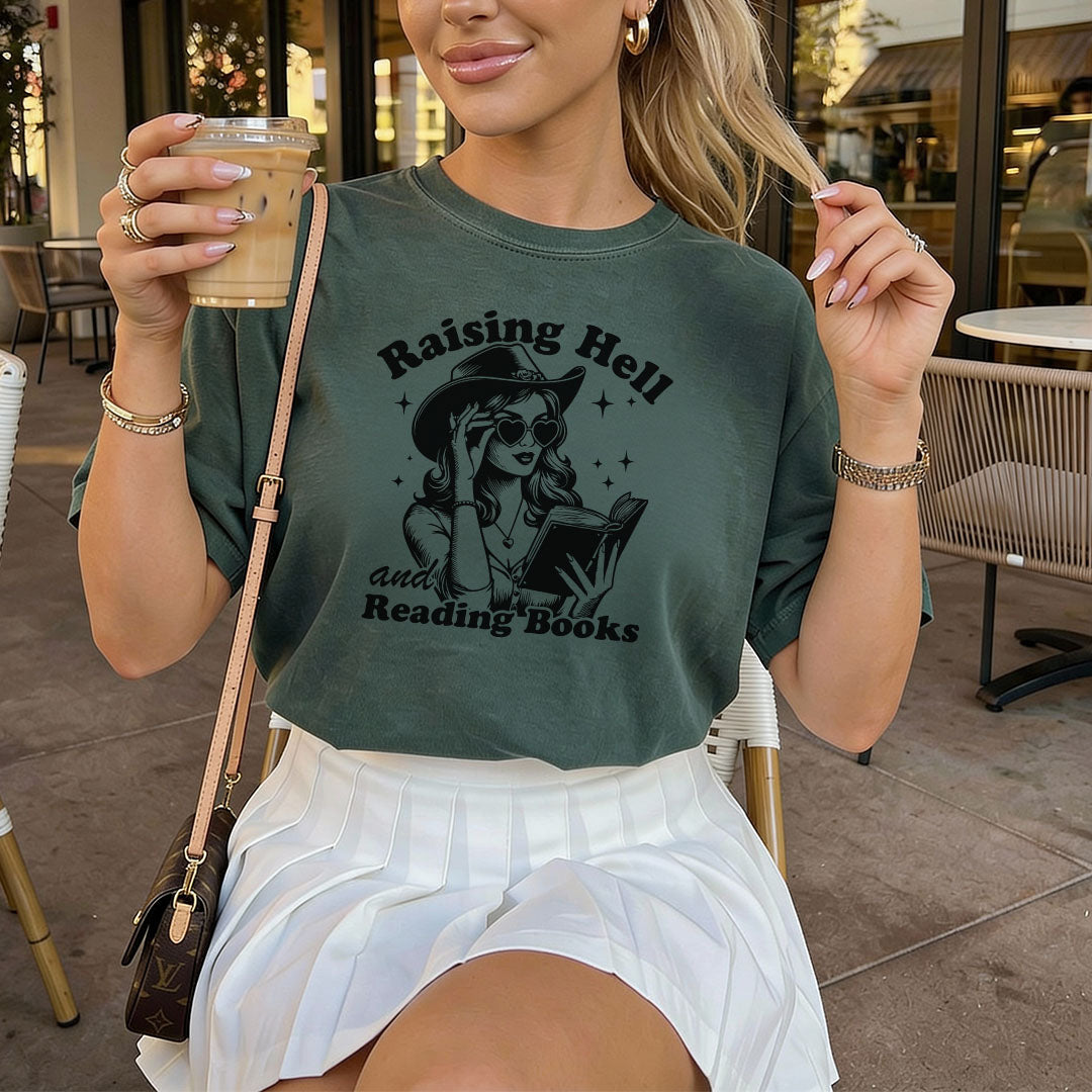 Raising Hell And Reading Books Heavyweight Comfort Colors Shirt