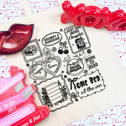 Bookish Romance Tropes Canvas Tote Bag