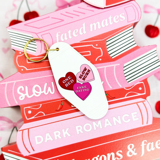 Reader Candy Hearts Retro Motel Keychain