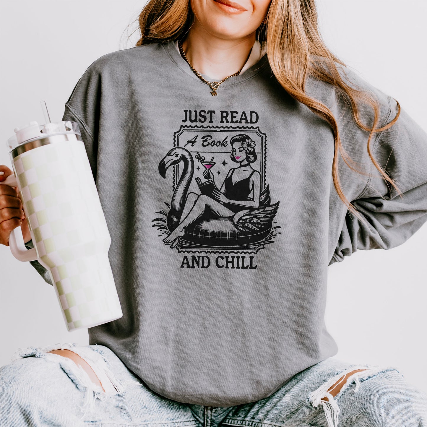 Just Read and Chill Lightweight Premium Comfort Colors Sweatshirt