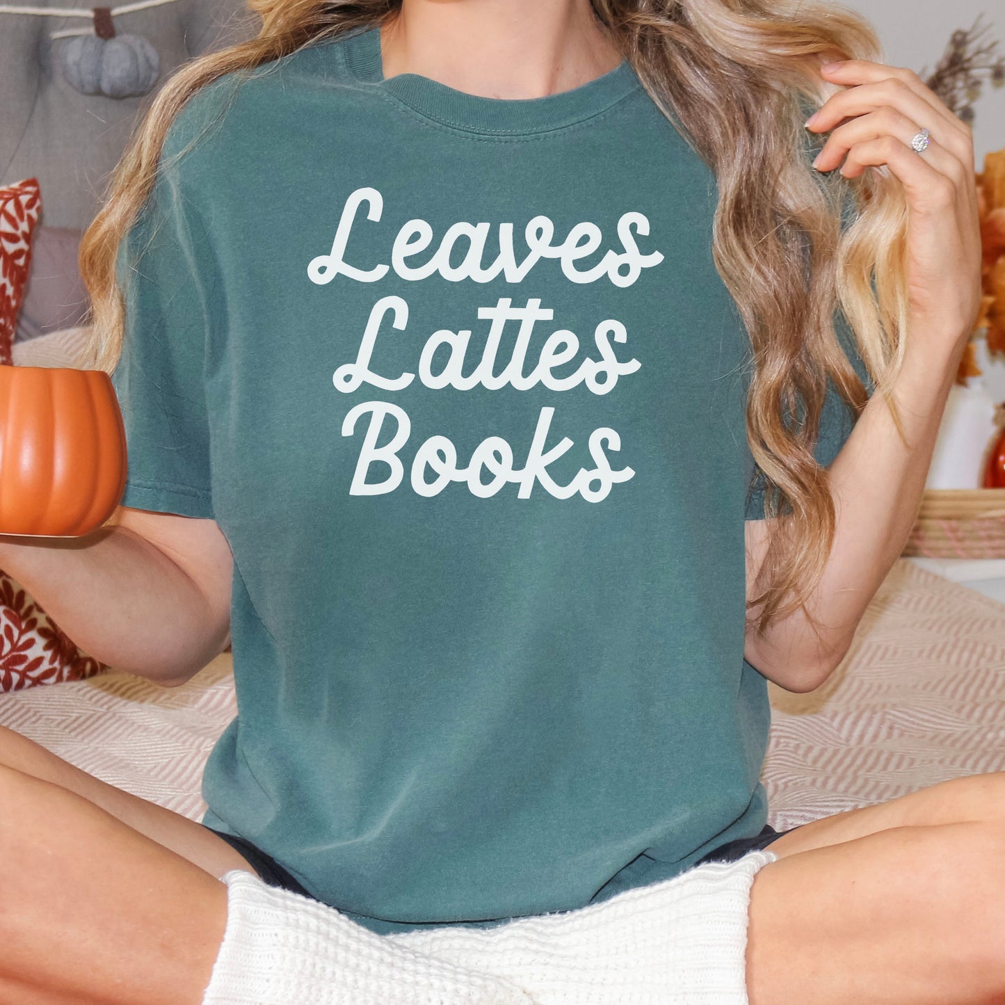 Leaves, Lattes, Books Premium Comfort Colors Shirt