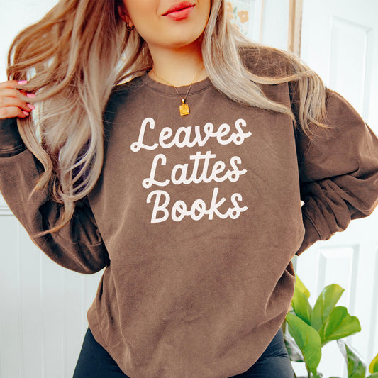 Leaves Lattes Boooks Lightweight Premium Sweatshirt