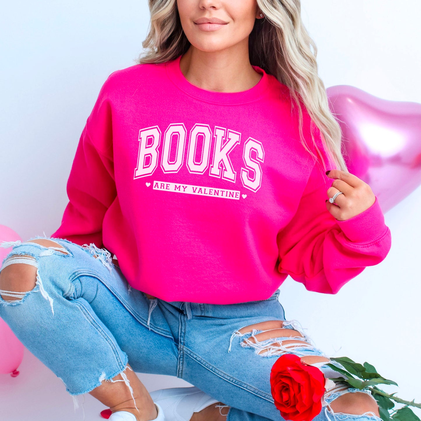Books Are My Valentine Gildan Crewneck Sweatshirt
