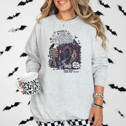The Haunted Library Gildan Crewneck Sweatshirt