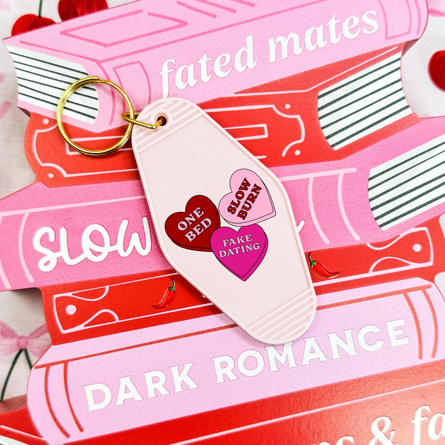 Reader Candy Hearts Retro Motel Keychain