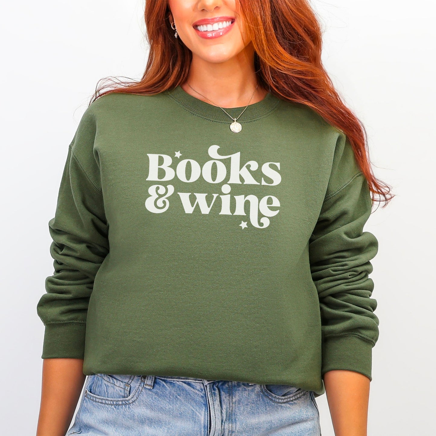 Books & Wine Gildan Crewneck Sweatshirt