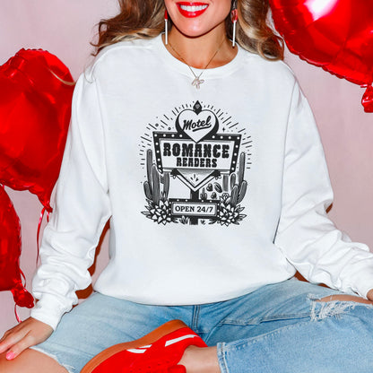 Romance Readers Motel Comfort Colors Sweatshirt | Cozy and Bookish Apparel for Every Day