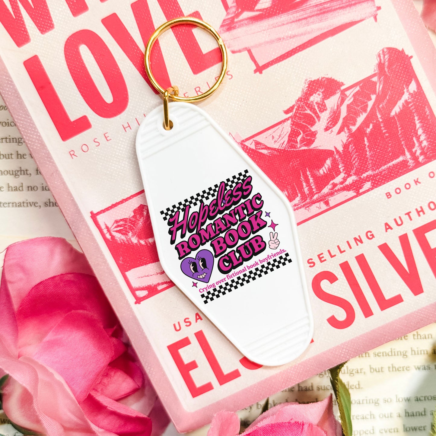 Hopeless Romantic Book Club Motel Keychain | Bookish Accessory for Romance Novel Lovers
