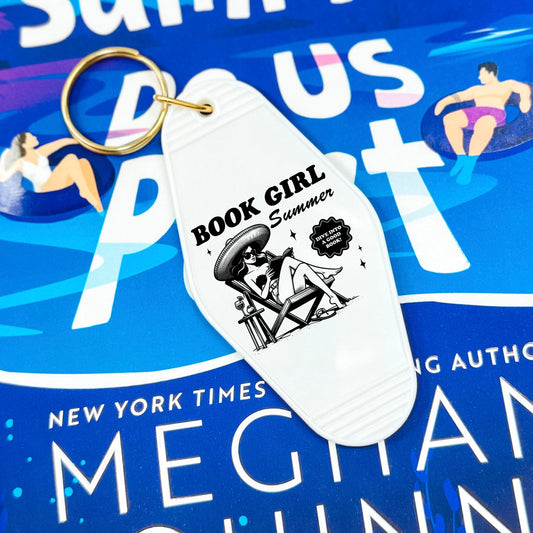 Book Girl Summer Retro Motel Keychain