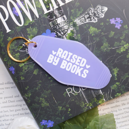 Raised By Books Retro Motel Keychain