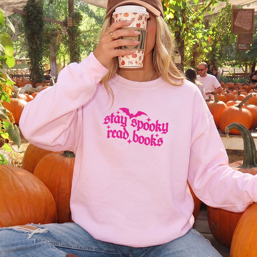 Stay Spooky Read Books Gildan Crewneck Sweatshirt
