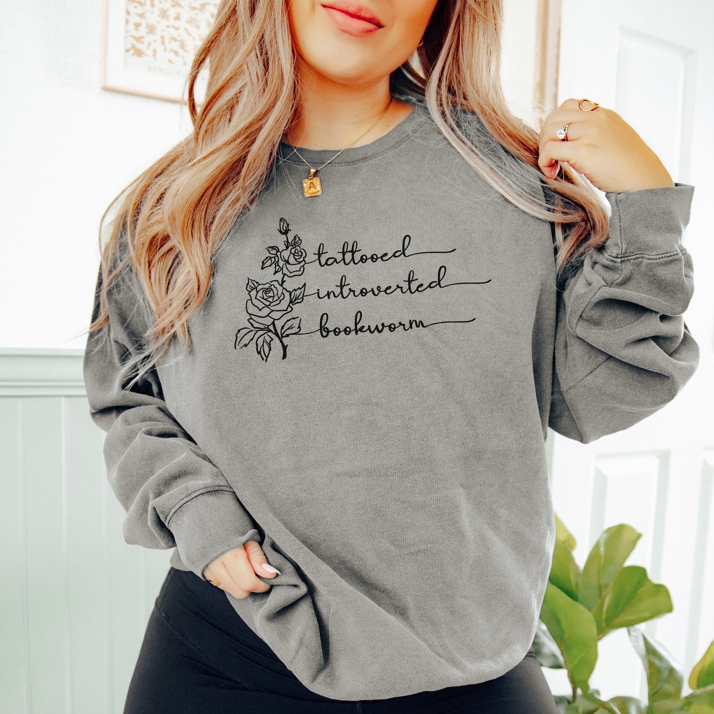Tattooed Introverted Bookworm Lightweight Comfort Colors Sweatshirt