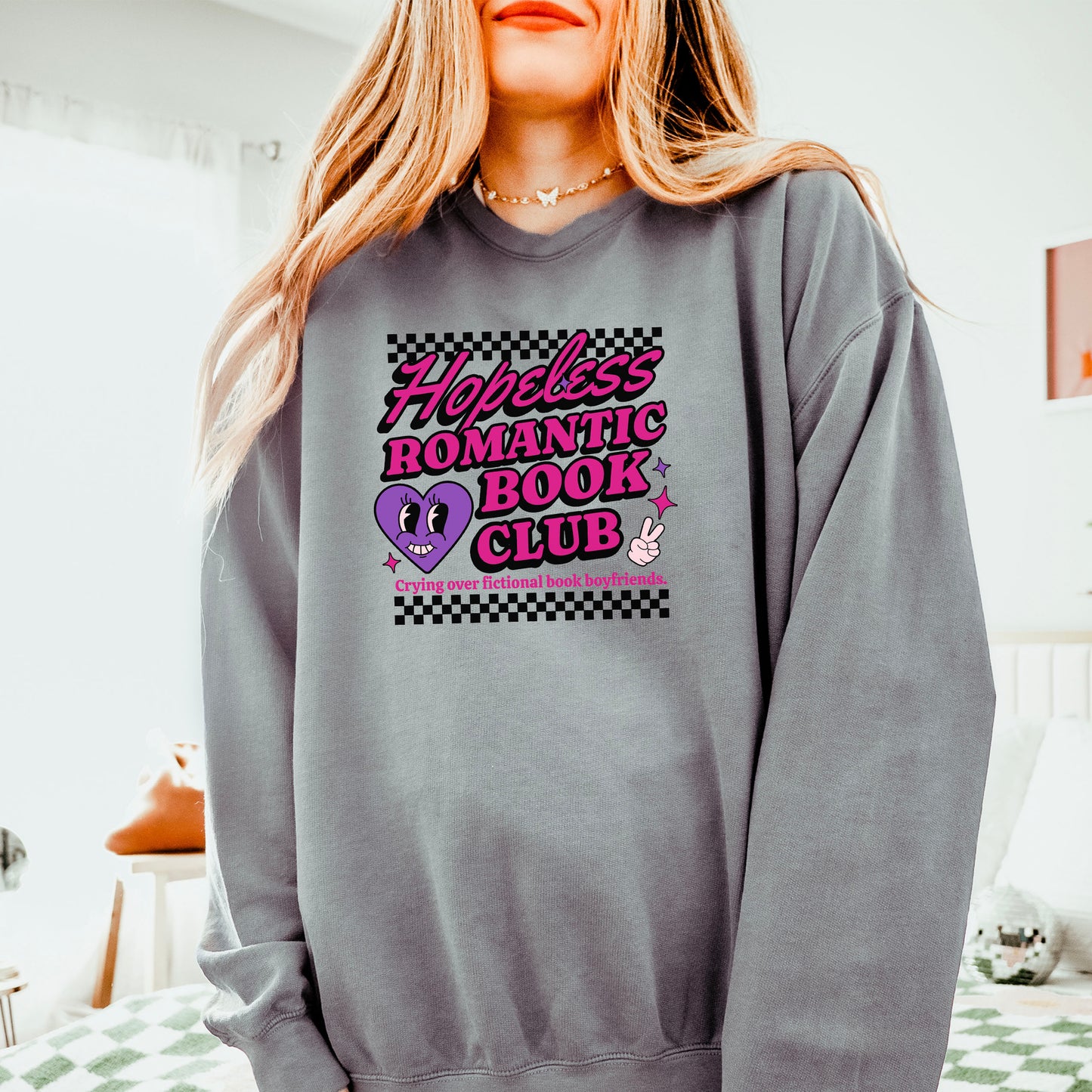 Hopeless Romantic Book Club Comfort Colors Lightweight Sweatshirt for Book Lovers