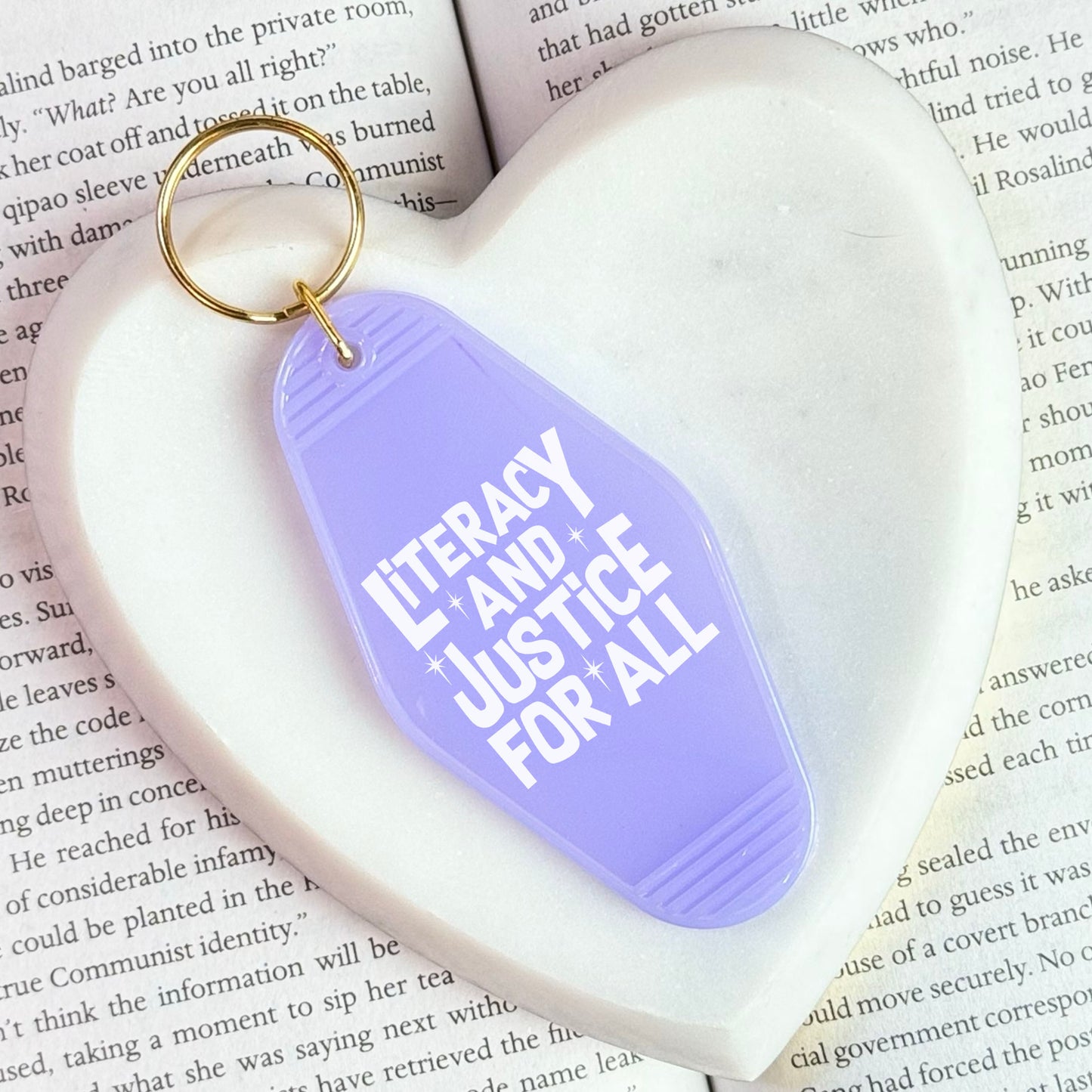 Literacy And Justice For All Retro Motel Keychain