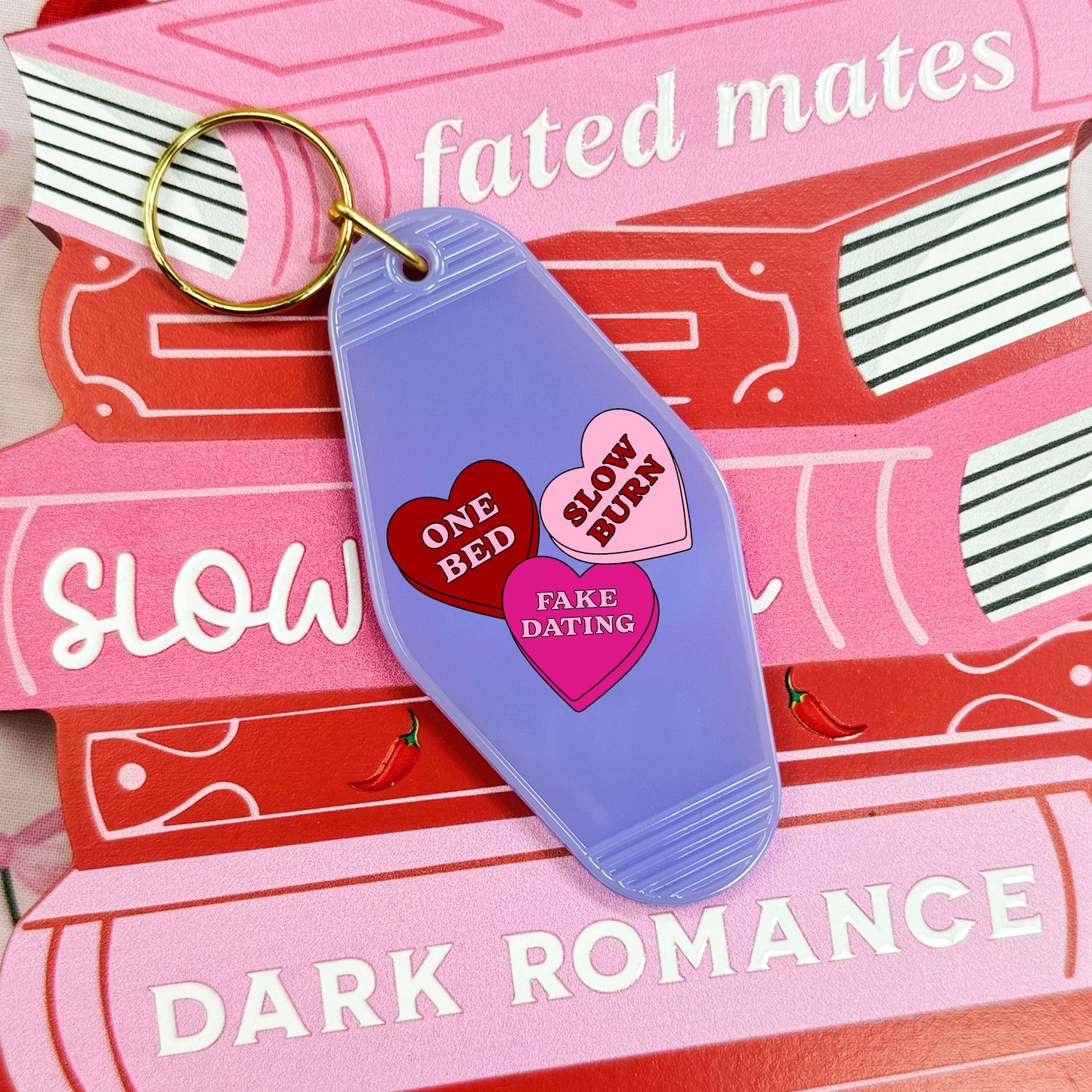 Reader Candy Hearts Retro Motel Keychain