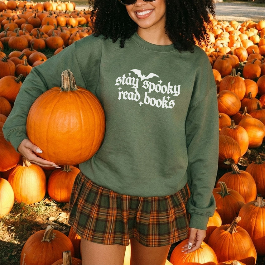 Stay Spooky Read Books Gildan Crewneck Sweatshirt