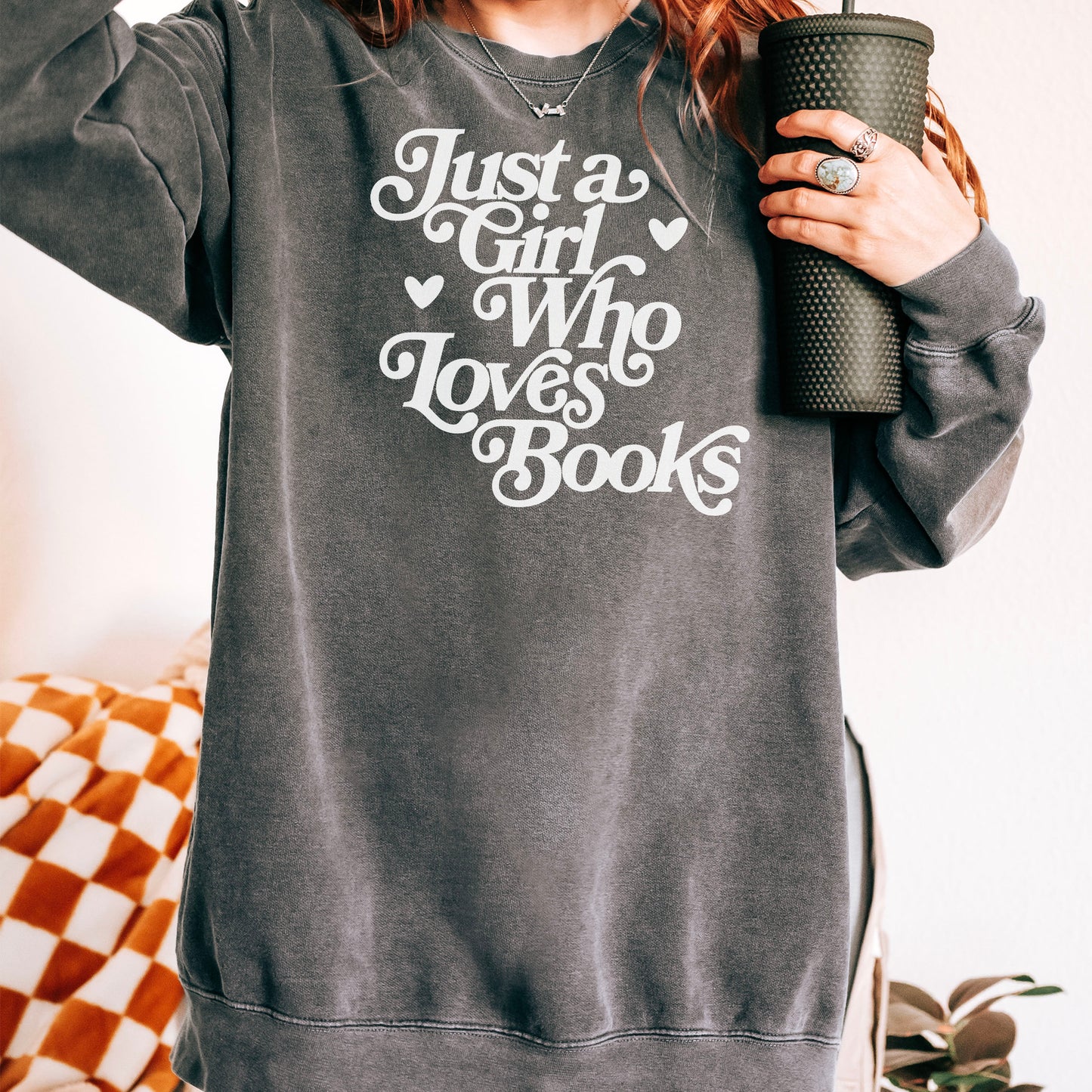 Just a Girl Who Loves Books Lightweight Comfort Colors Sweatshirt
