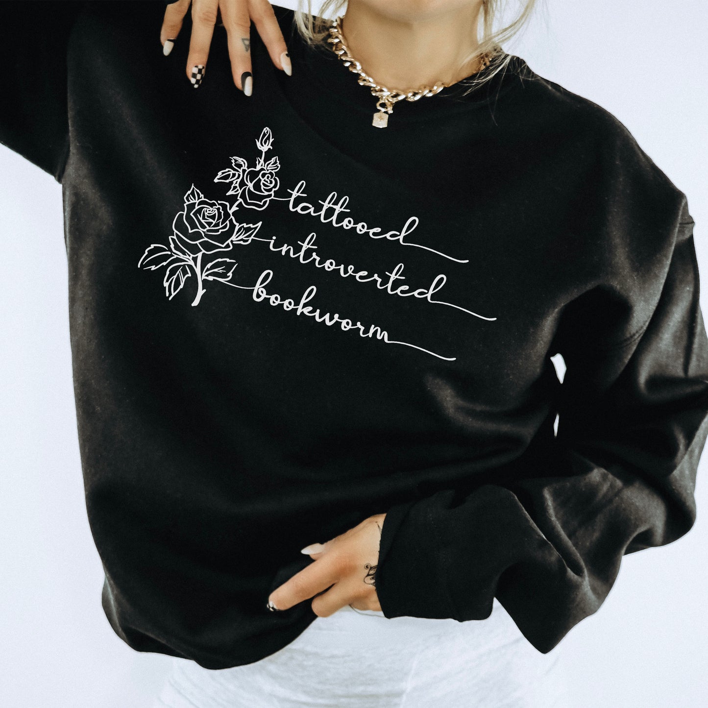 Tattooed Introverted Bookworm Lightweight Comfort Colors Sweatshirt