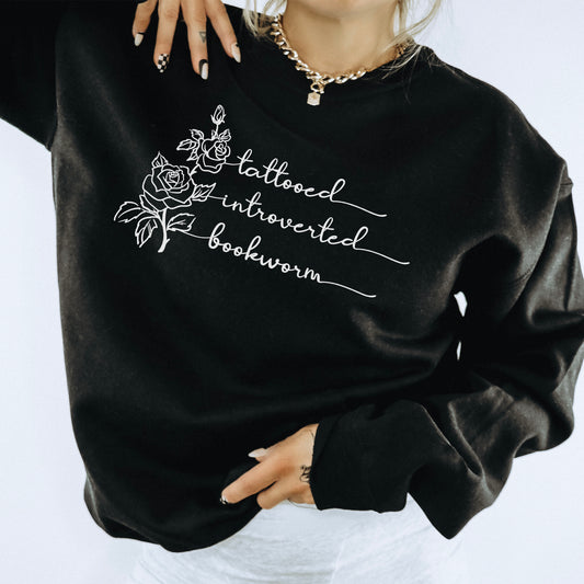 Tattooed Introverted Bookworm Lightweight Comfort Colors Sweatshirt