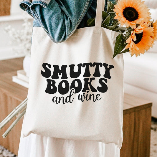 Smutty Books And Wine Canvas Tote Bag