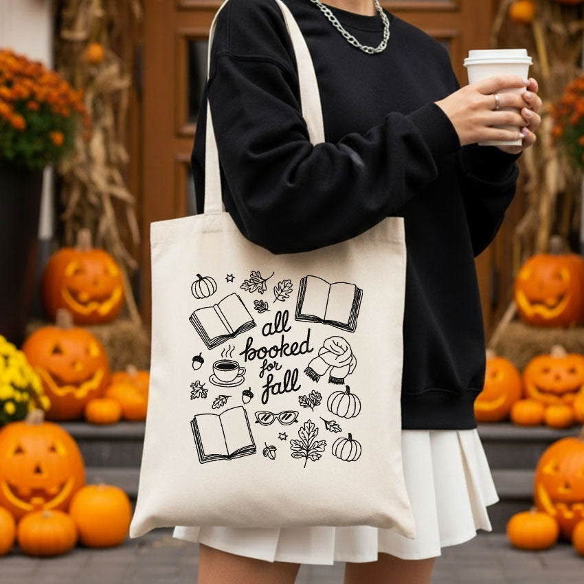 All Booked for Fall Canvas Tote Bag