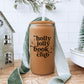 Holly Jolly Book Club Frosted Glass Cup With Bamboo Lid And Straw