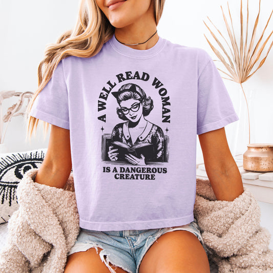 A Well Read Woman Is a Dangerous Creature Premium Cropped Boxy Shirt