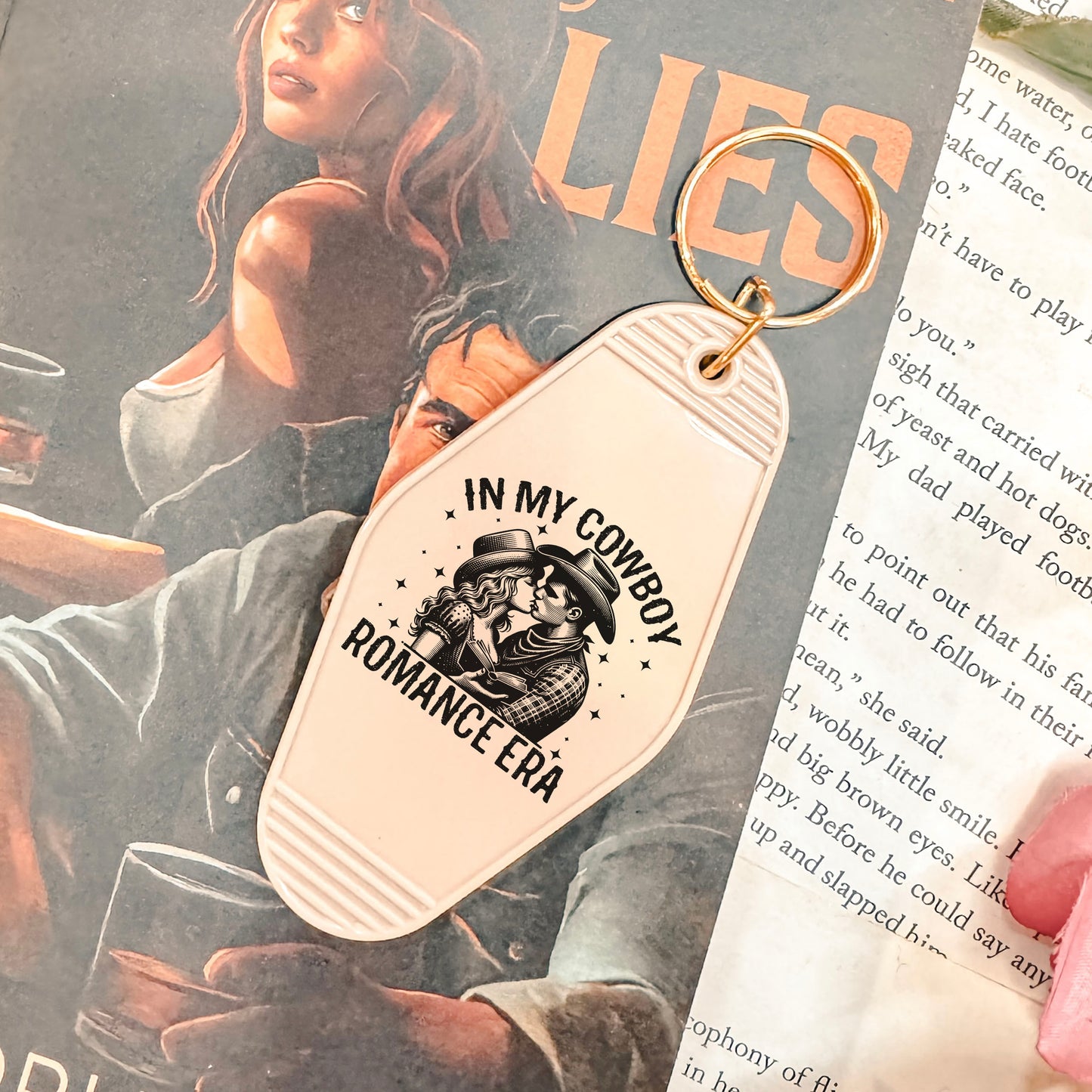 In My Cowboy Romance Era (Couple) Motel Keychain