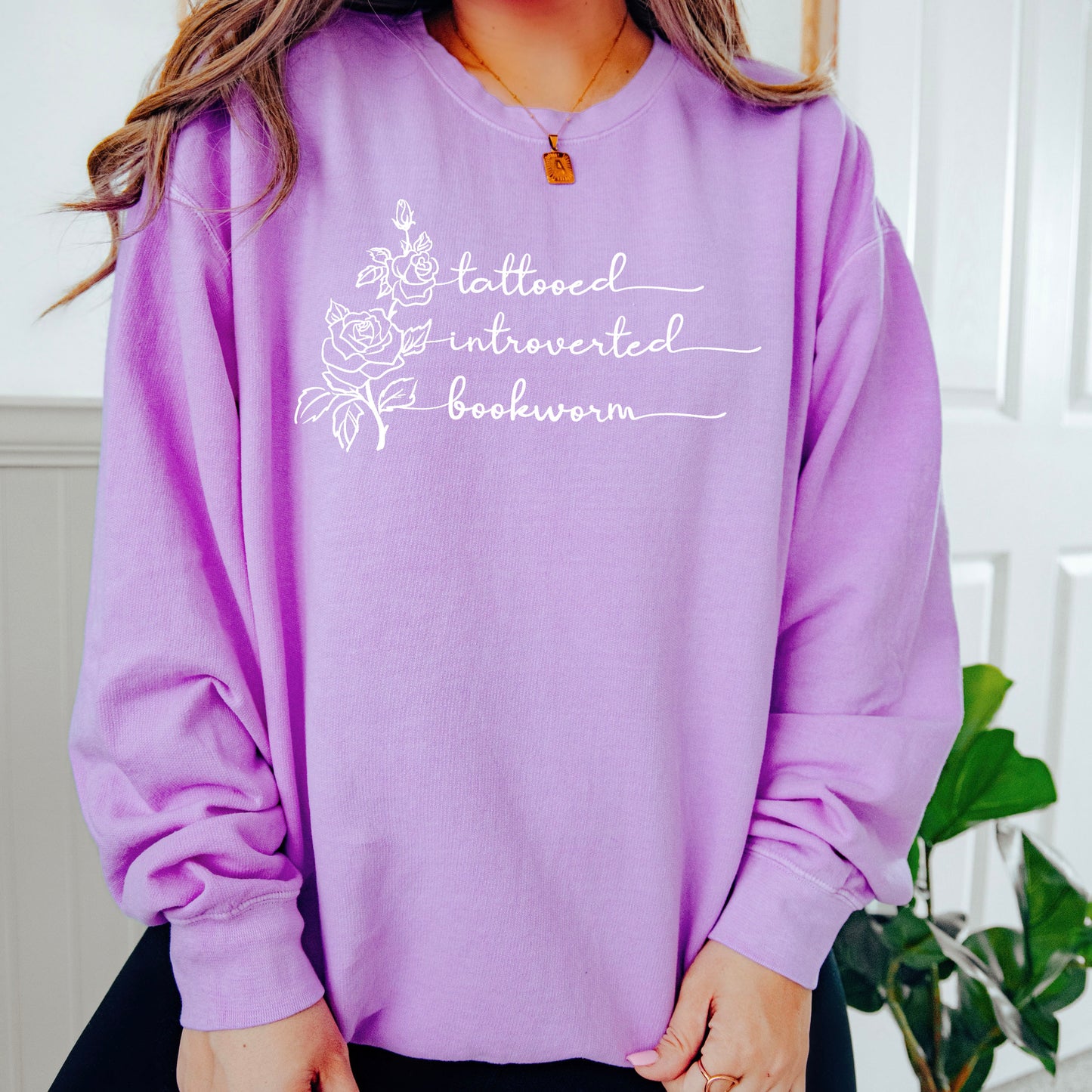 Tattooed Introverted Bookworm Lightweight Comfort Colors Sweatshirt