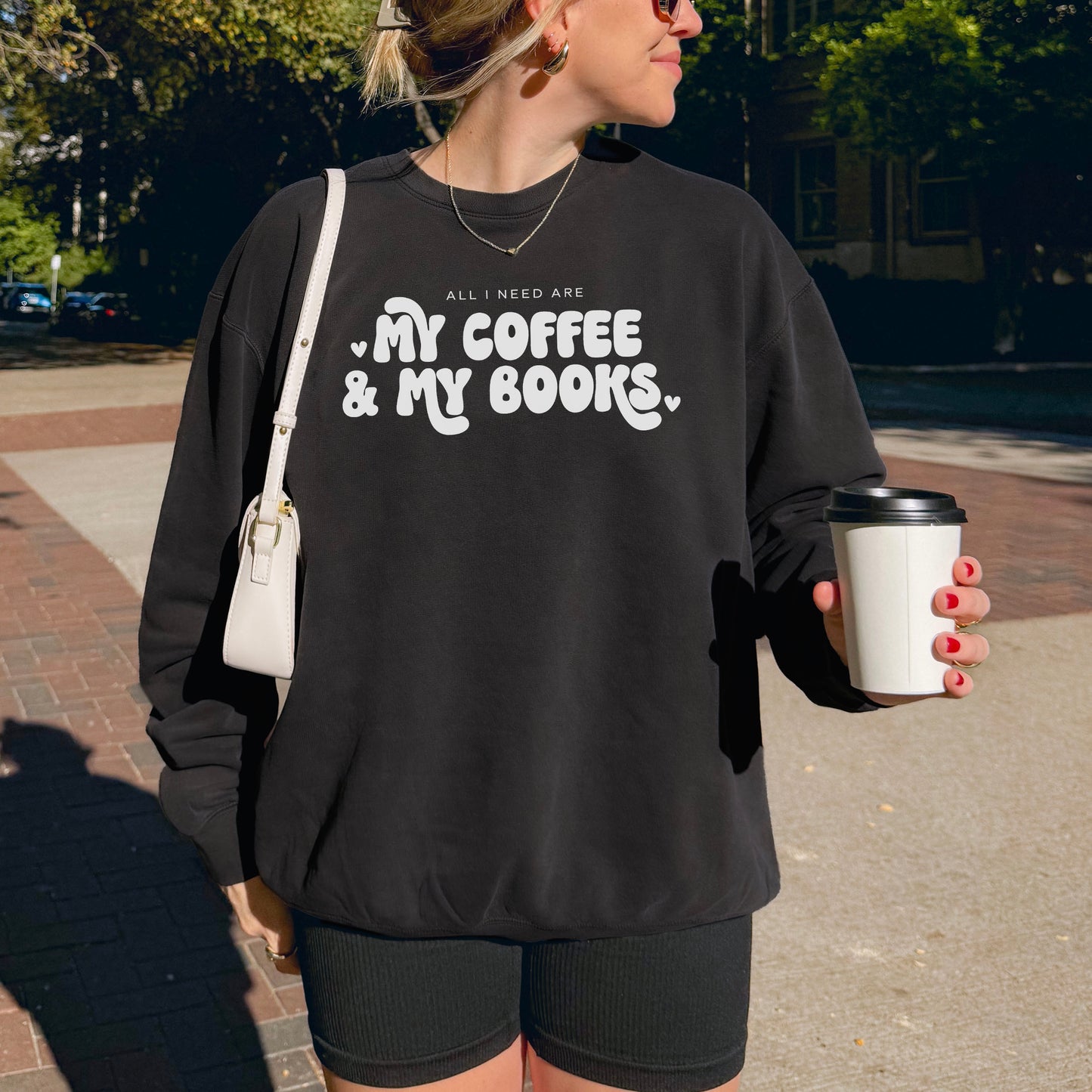 All I Need Are My Coffee & My Books Lightweight Comfort Colors Sweatshirt