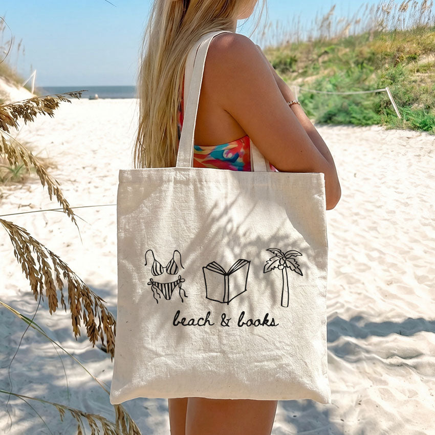 Beach & Books Canvas Tote Bag