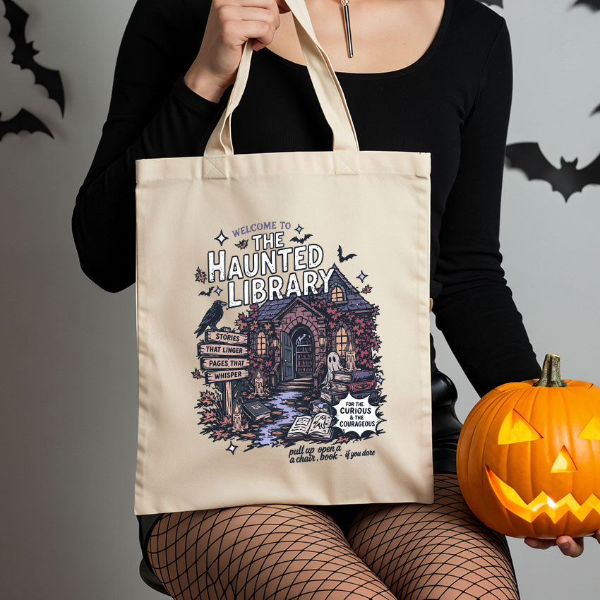 The Haunted Library Canvas Tote Bag