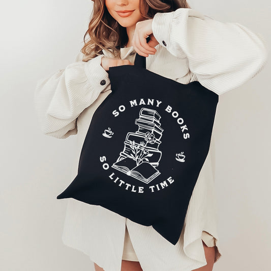 So Many Books So Little Time Canvas Tote Bag | Aesthetic Bookish Cotton Bag for Readers and Book Lovers