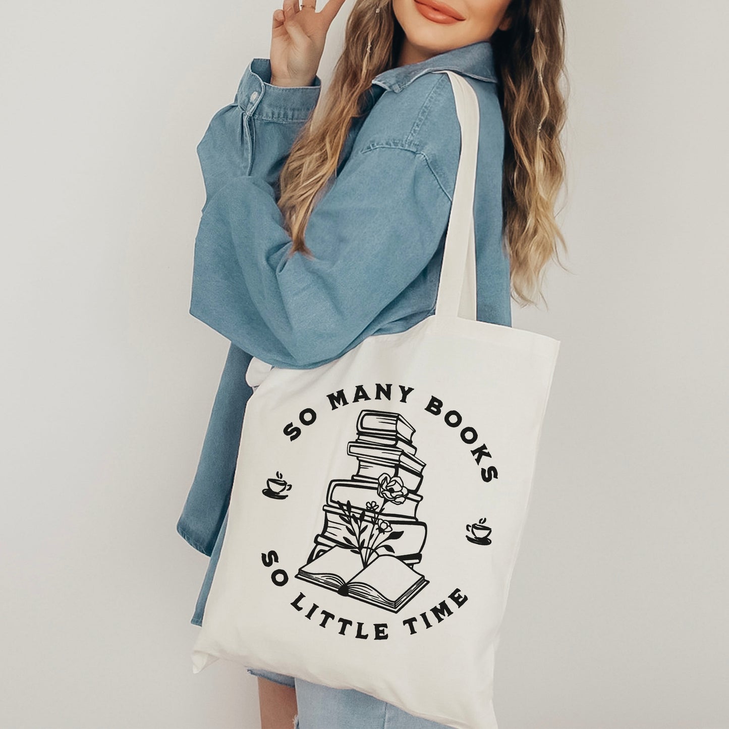 So Many Books So Little Time Canvas Tote Bag | Aesthetic Bookish Cotton Bag for Readers and Book Lovers